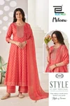 Milano By Blue Hills Chanderi Foil Printed Plus Size Anarkali Kurti Set 